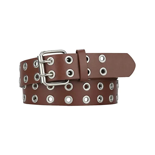 Grommet Leather Belt with Double Holes